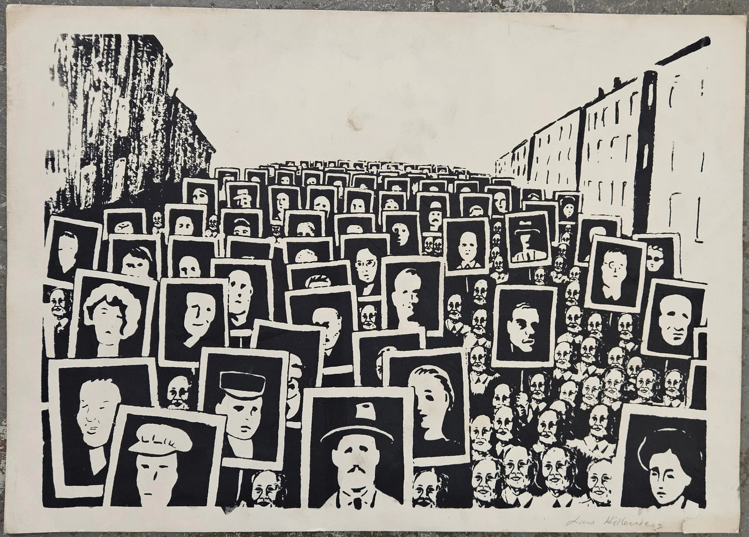 LARS HILLERSBERG. "Hommage". Grafiskt blad, signerad Lars Hillersberg. — Engravings & Prints — Auktionshuset Thörner & Ek
