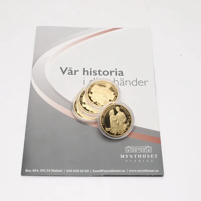 MINNESMEDALJER, 4st, Carl XVI Gustaf, 75-års jubileum, Mynthhuset.