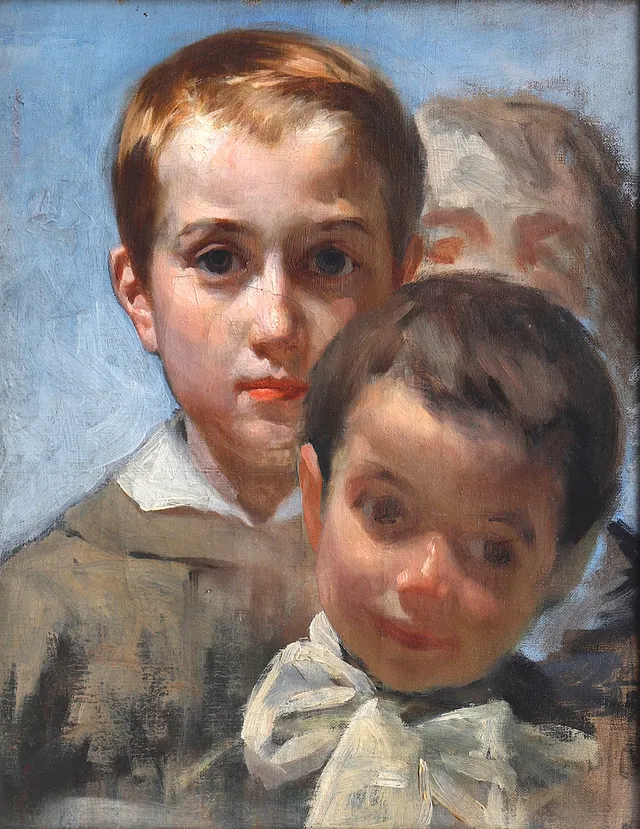 PERE BORRELL DEL CASO. "Portraits of Ramon, Julio and María Borrell".