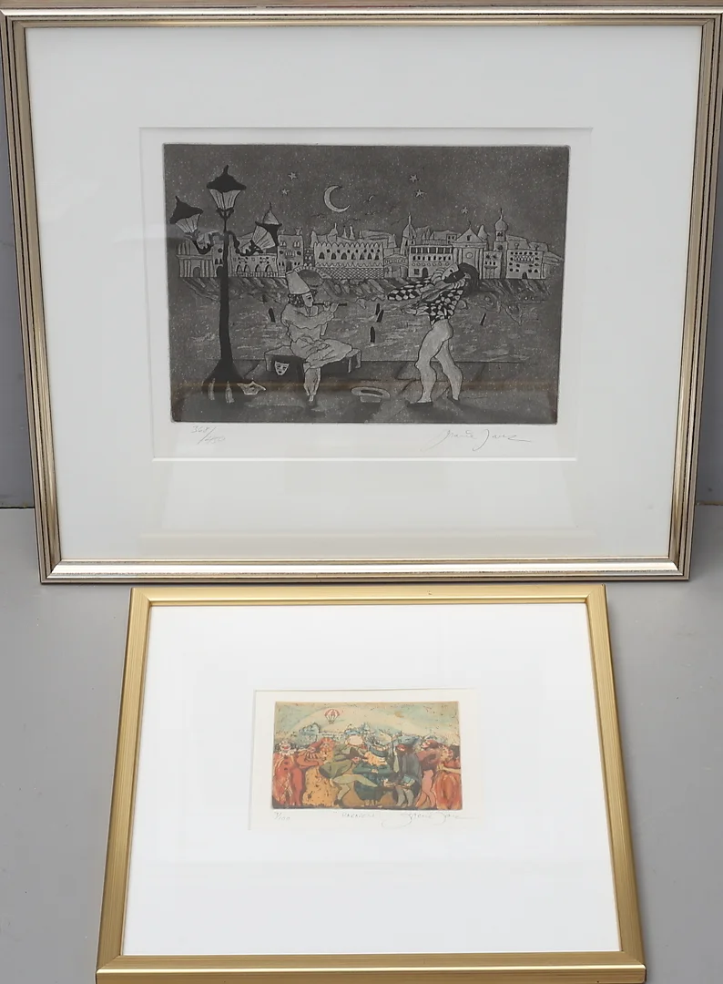 IRENE JARZ. Etsning samt litografi, signerade och numrerade. — Engravings & Prints — Växjö Auktionskammare