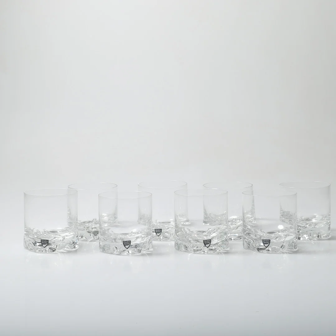 OLLE ALBERIUS. Whiskyglas, 8 stycken, "Erik", Orrefors. — Utility glass — Helsingborgs Auktionskammare