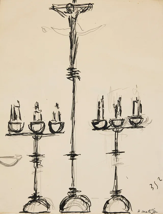 HENRI MATISSE. Skiss till altaret i Chapelle du Rosaire de Vence.