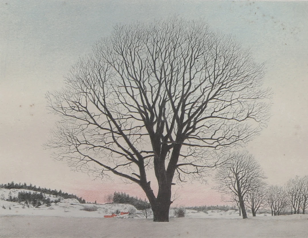 REINHOLD LJUNGGREN. Färglitografi, vintermotiv, numrerad 285/350, signerad. — Engravings & Prints — Ekenbergs Auktioner