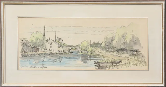OLE MATHIESEN. AKVARELL, Karlskrona, signerad.