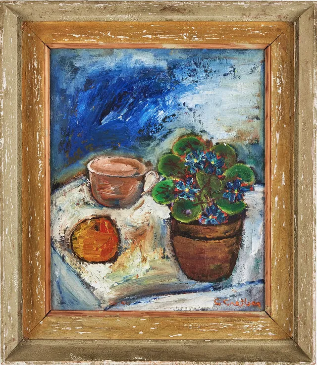 GUNNAR GREIBER. Stilleben, olja på pannå, signerad G. Greiber.