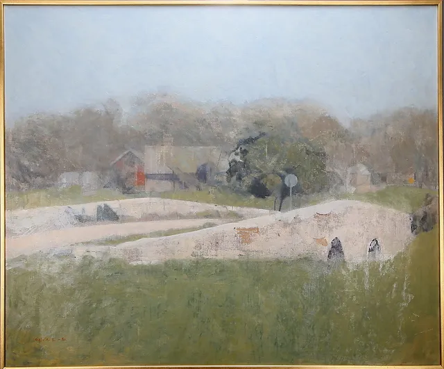 SIGFRID SÖDERGREN. Ölandsmotiv, landskap med hus, olja på duk, signerad.