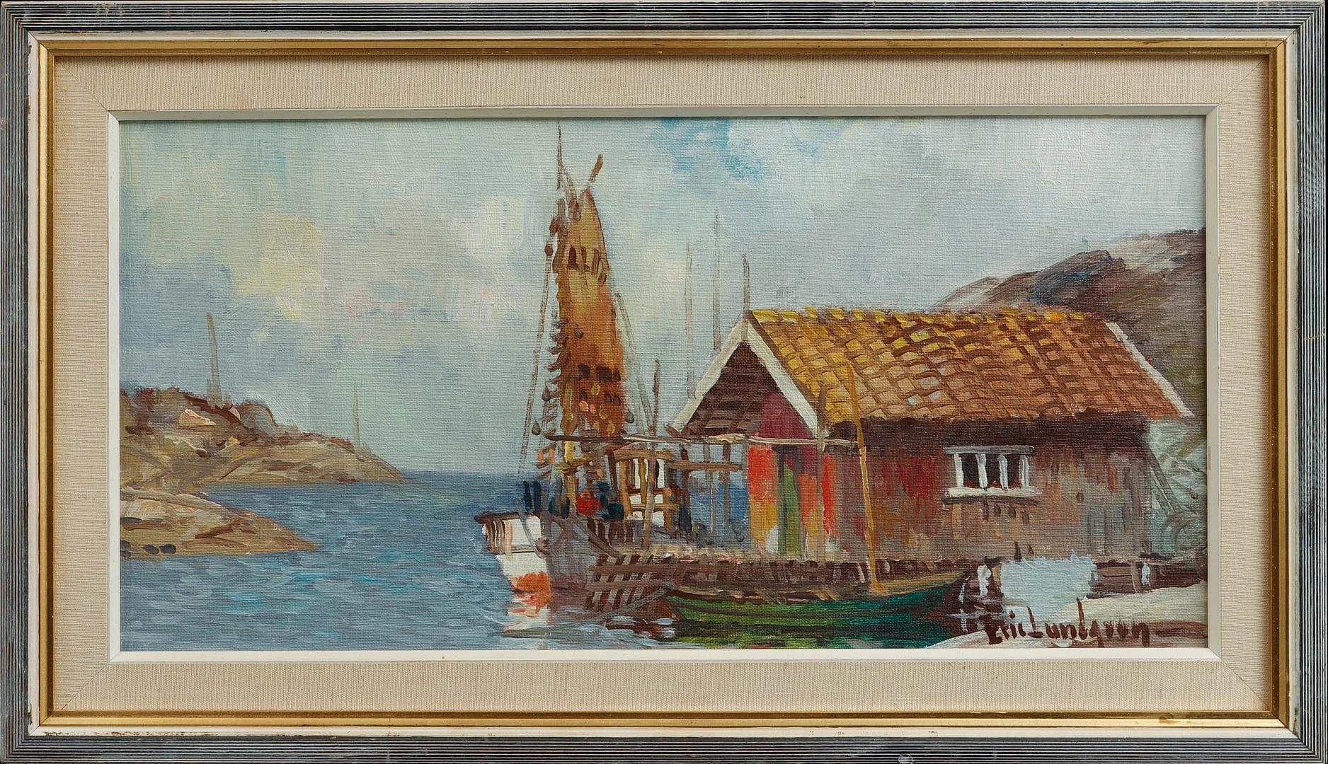 ERIC LUNDGREN. Kustmotiv, 2 st, olja på duk, signerade. — Paintings — Göteborgs Auktionsverk