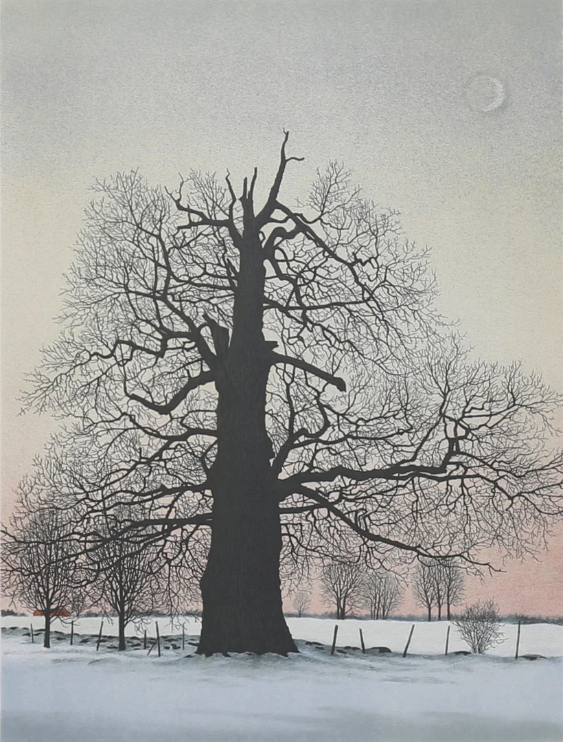 REINHOLD LJUNGGREN. Färglitografi, vinterlandskap, signerad, numrerad 262/310. — Engravings & Prints — Auktionshuset Thelin & Johansson