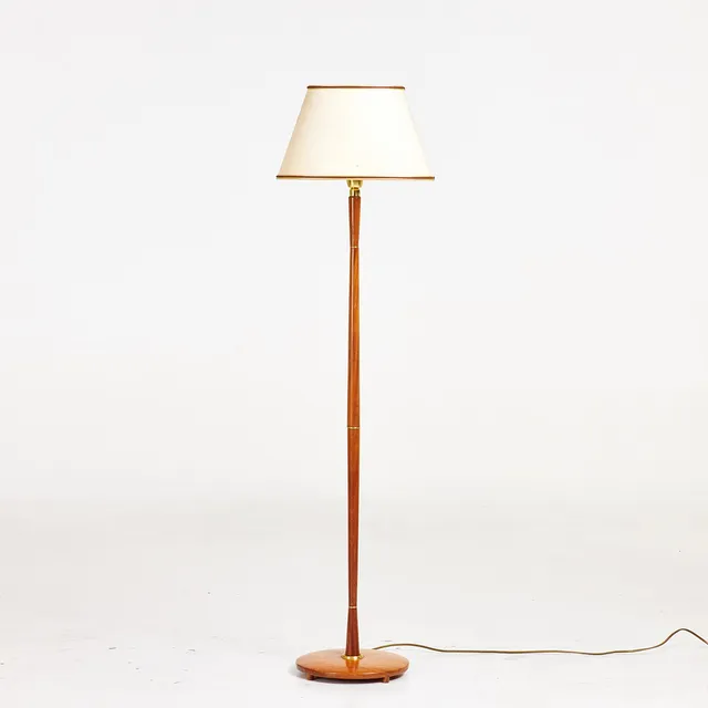 GOLVLAMPA, mahogny, detaljer i mässing, MAE, Möller Armatur, Eskilstuna, 1950/60-tal.