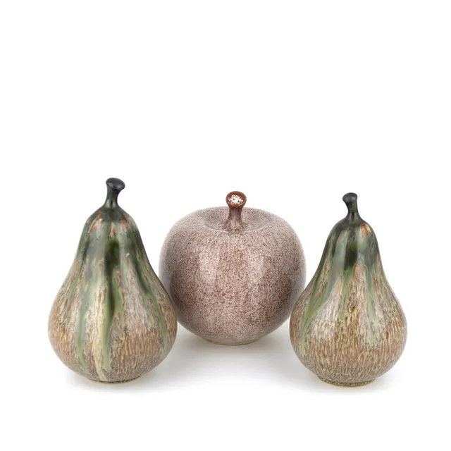 GUNNAR ANDERSSON. Frukter, 3 st, glaserad keramik, signerade, 1990-tal.
