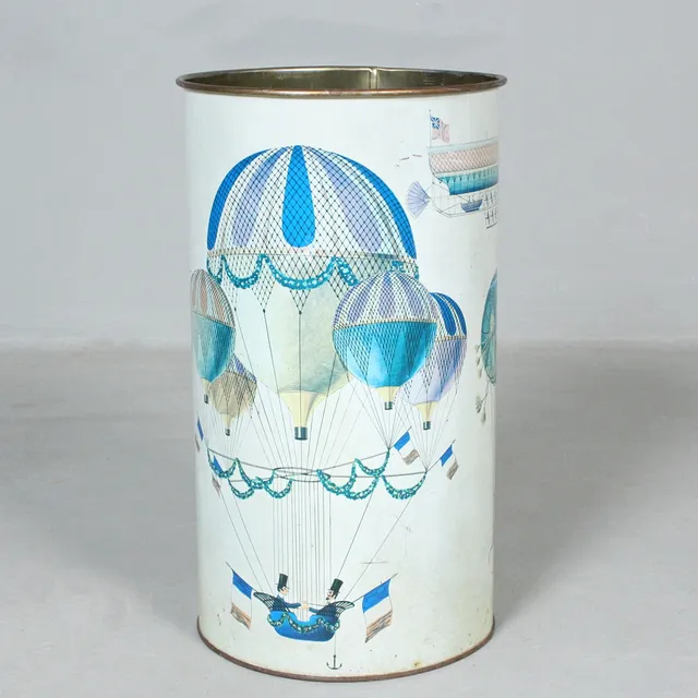 Papierkorb im Stil von Piero Fornasetti, 1950er Jahre.