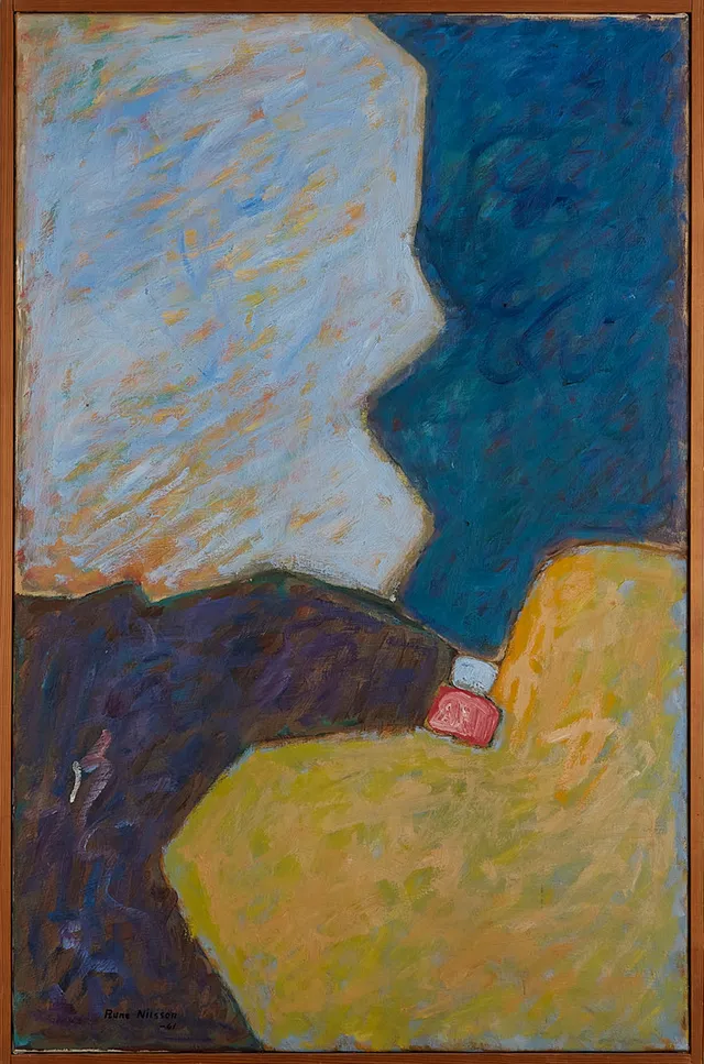RUNE NILSSON (1927-1996). "Abstrakt landskap". olja på duk, signerad och daterad -61.