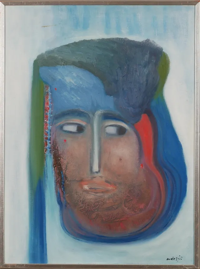 CHARLES AVDESJÖ. "Tänkande man", olja på duk, signerad.