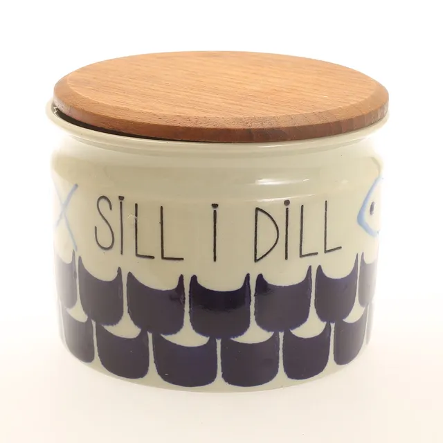 MARIANNE WESTMAN. Burk med lock, porslin, "Sill i Dill", Rörstrand.