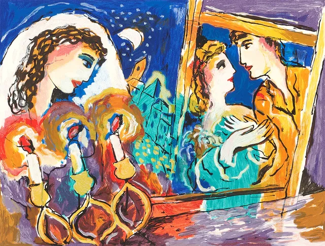 ZAMY STEYNOVITZ (POLEN, 1951–2000). Bride and groom, signerad, numrerad 223/275, färglitografi.