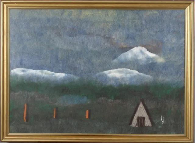 LISA JOHANSSON SANDBERG. Fjäll, ulltavla monogramsignerad.