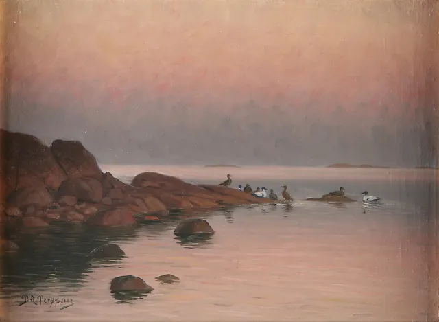 PETER ADOLF PERSSON. Oljemålning på duk. Yttersta skäret. Signerad.