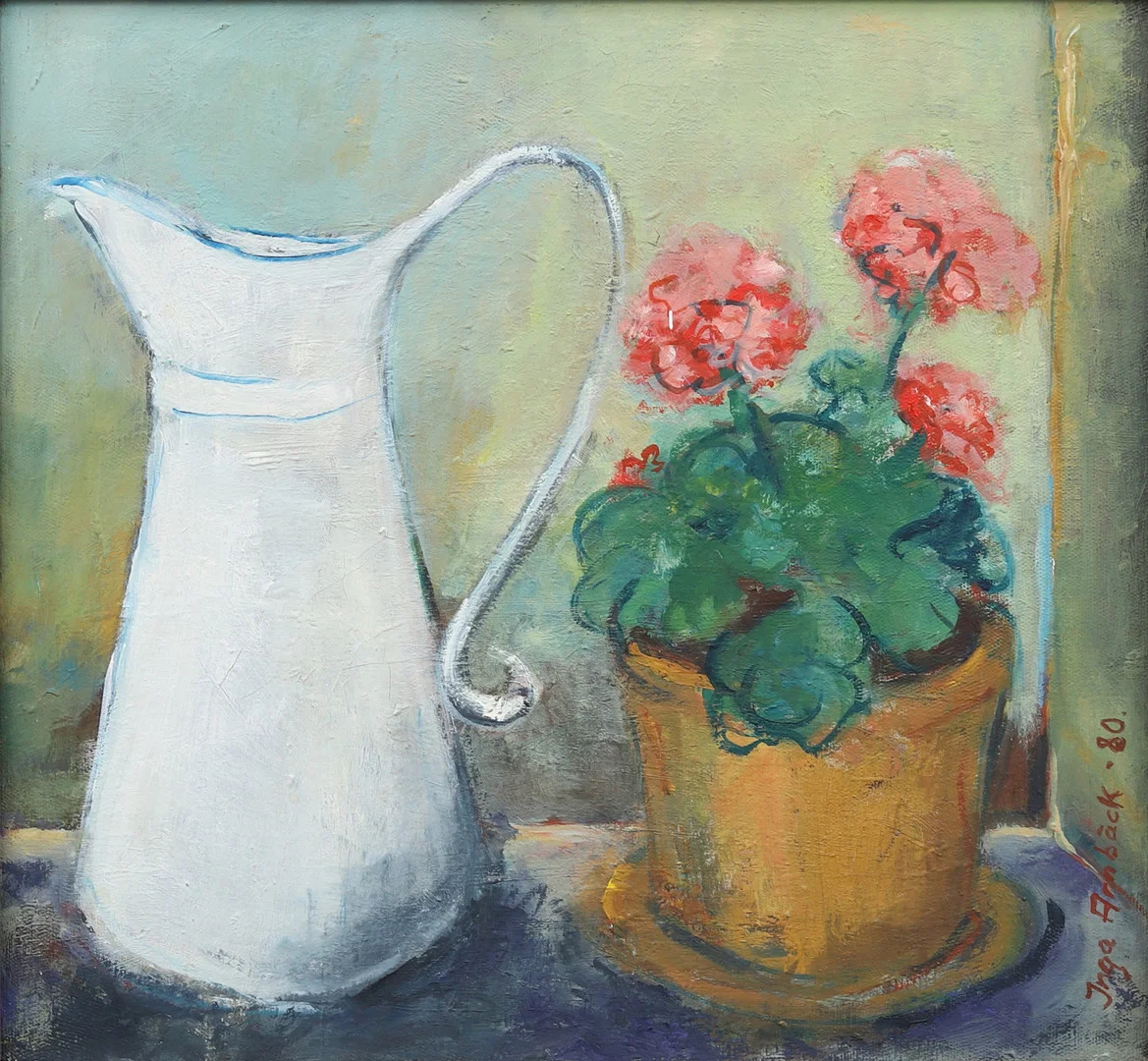 INGA ARNBÄCK (FÖDD 1928). Stilleben, olja på duk, signerad och daterad -80. — Paintings — Garpenhus Auktioner