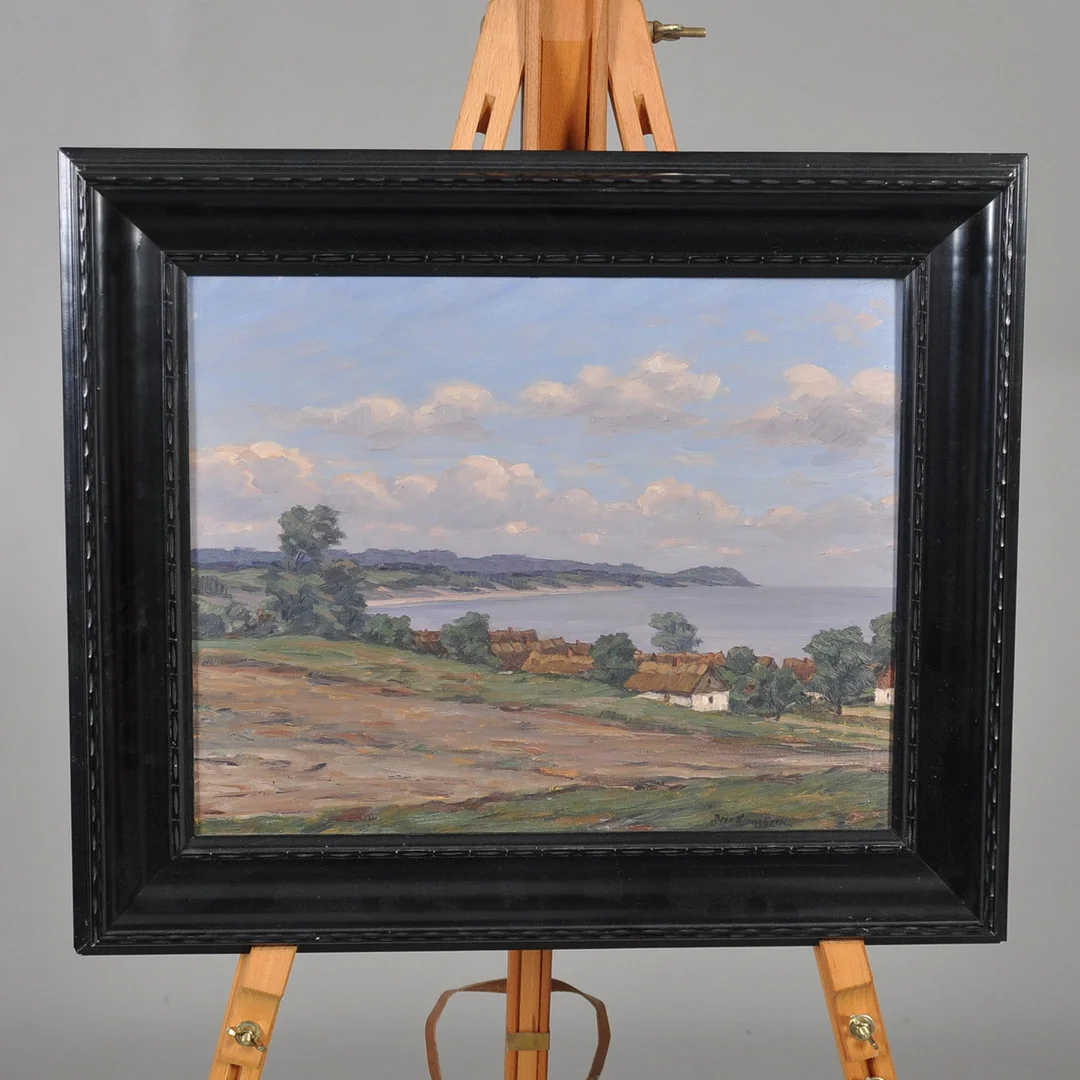 BROR LJUNGGREN. olja på pannå, motiv från Österlen. — Paintings — Laholms Auktionskammare
