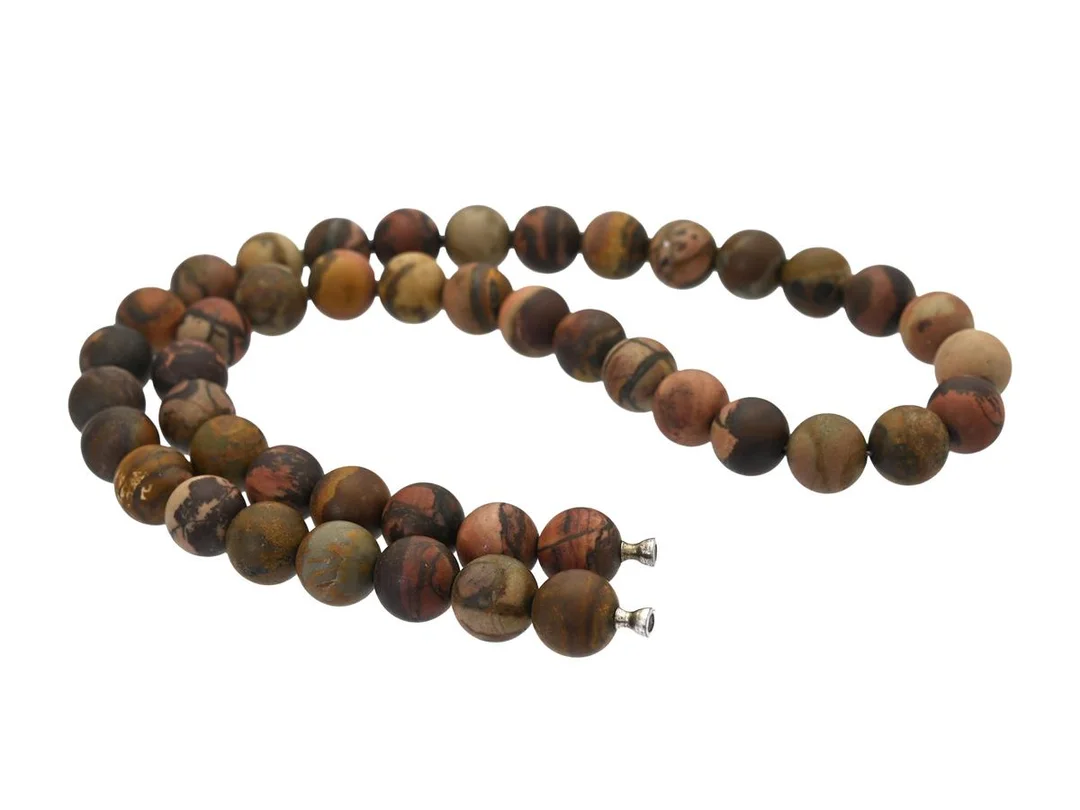 COLLIER, jaspiskulor ca 10 mm, längd 47 cm, vikt 66,0 g, dobbar, passar Ole Lynggaard-lås — Smycken/Collier — Kaplans