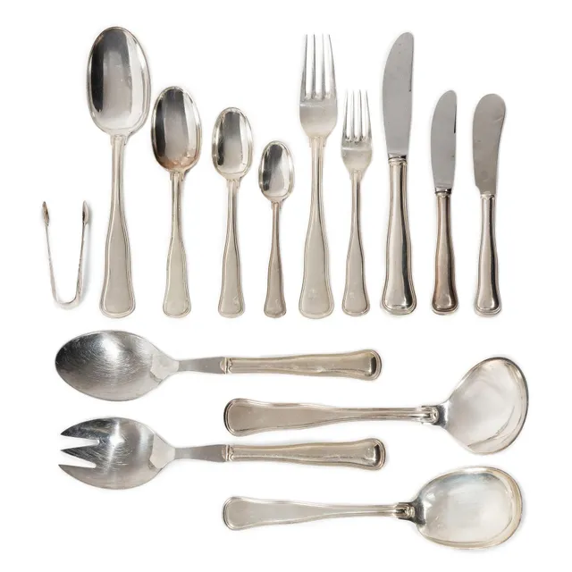 Bestickservis, 113 delar, silver, modell "Gammel dansk" Chor, Danmark.