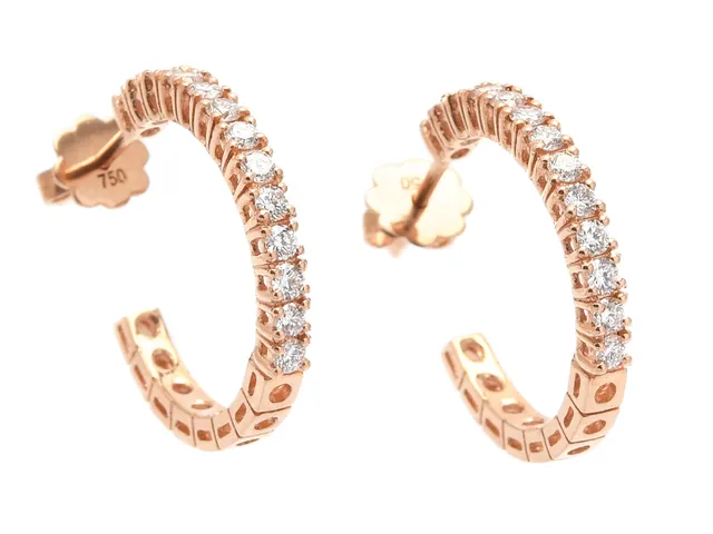ÖRHÄNGEN, 18K roséguld, 26 briljantslipade diamanter ca 0,61 ctv, ca TW-W/VVS-VS, vikt 3,7 g, stift.