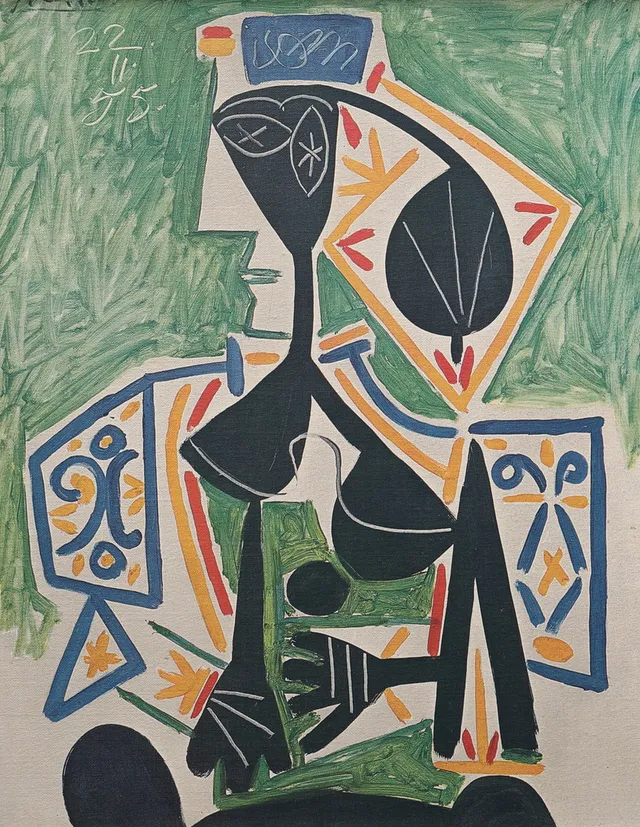 PABLO PICASSO. Efter. Oljetryck, "Turkisk kvinna", tryckt signatur.