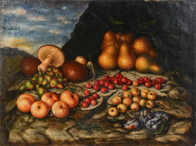 OKÄND KONSTNÄR. Fruktstilleben, olja på duk, 1800-tal.