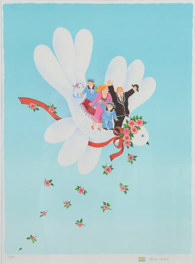 MARION BELIN. "Utflykten", färglitografi, signerad, numrerad 119/258.