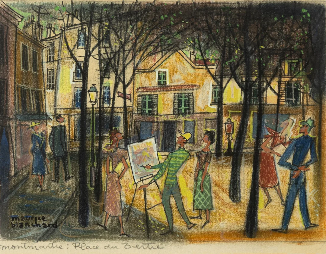 Maurice Blanchard, "Montmartre: Place du Tertre". — Konst/Modern internationell konst — Bukowskis