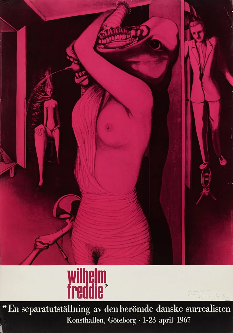 WILHELM FREDDIE. Utställningsaffisch, 1967, Konsthallen Göteborg. — Engravings & Prints — Crafoord Auktioner Stockholm