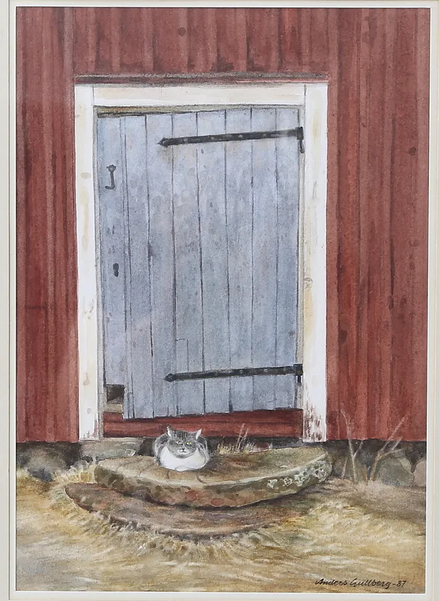 ANDERS GULLBERG. "Rasmus i Gådeå". Akvarell, signerad och daterad -87.