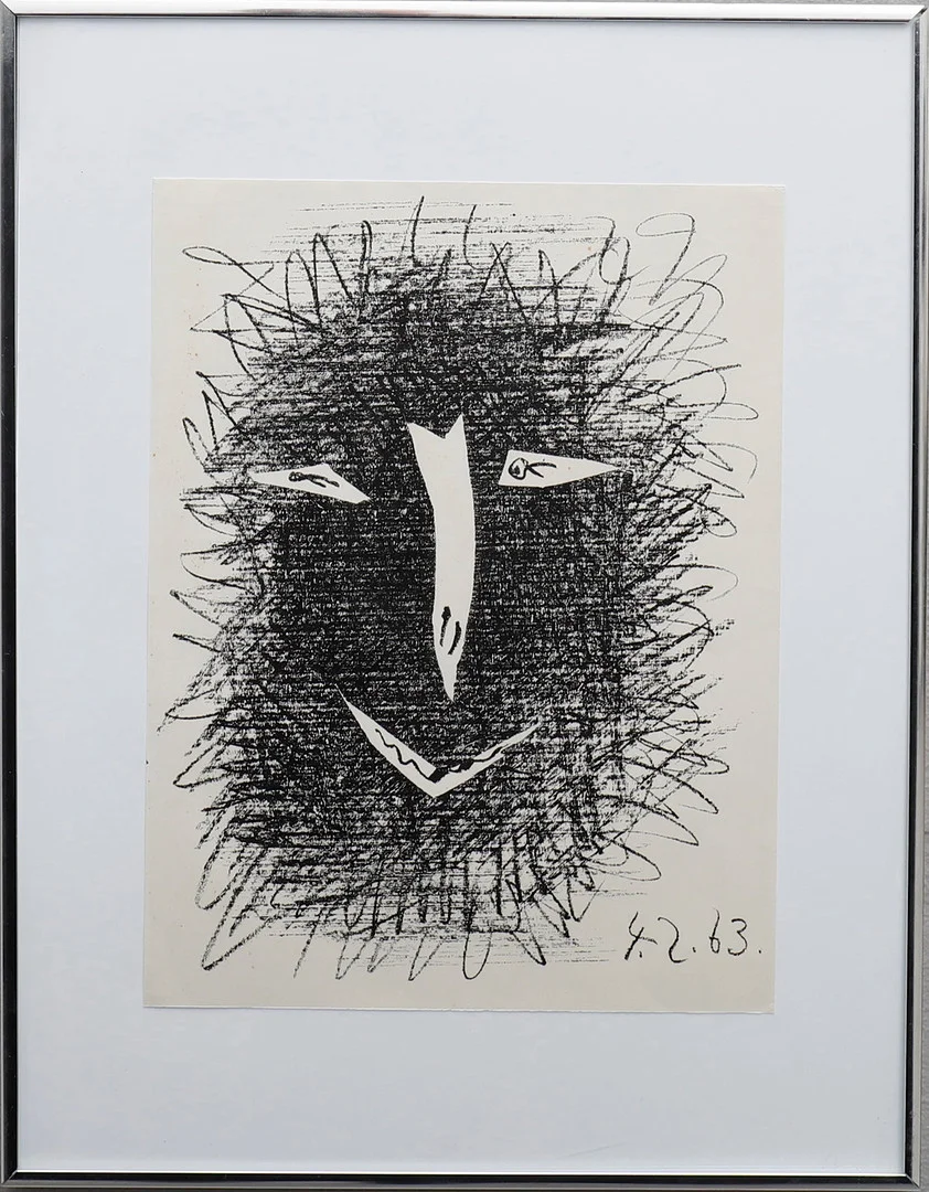 PABLO PICASSO. COUVERTURE, litografi, ur Mourlot IV, daterad 4.2.63 i trycket. — Engravings & Prints — Crafoord Auktioner Lund