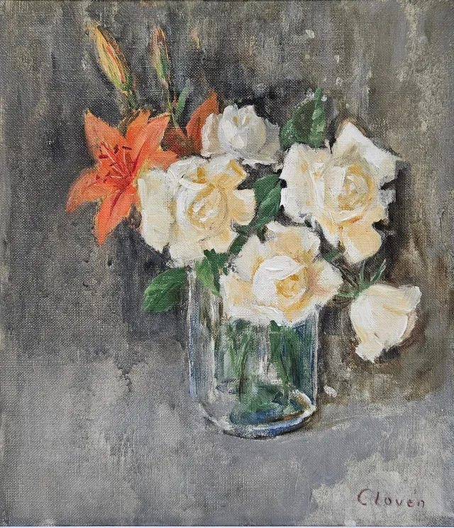 GUNNAR CLOVÉN. Blomsterstilleben. Olja på duk, signerad Clovén.