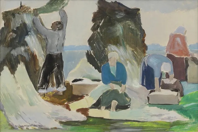 LENNART SEGERSTRÅLE (FINLAND 1892-1975). Tvätterskor, blandteknik, signerad och daterad 1936.