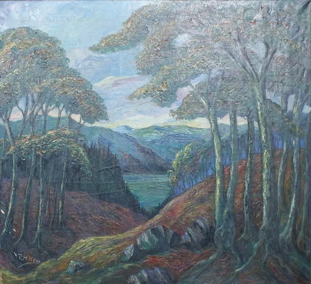 UNBEKANNTER KÜNSTLER. Gemälde Landschaft, Öl auf Leinwand, signiert "P.H. Hess".