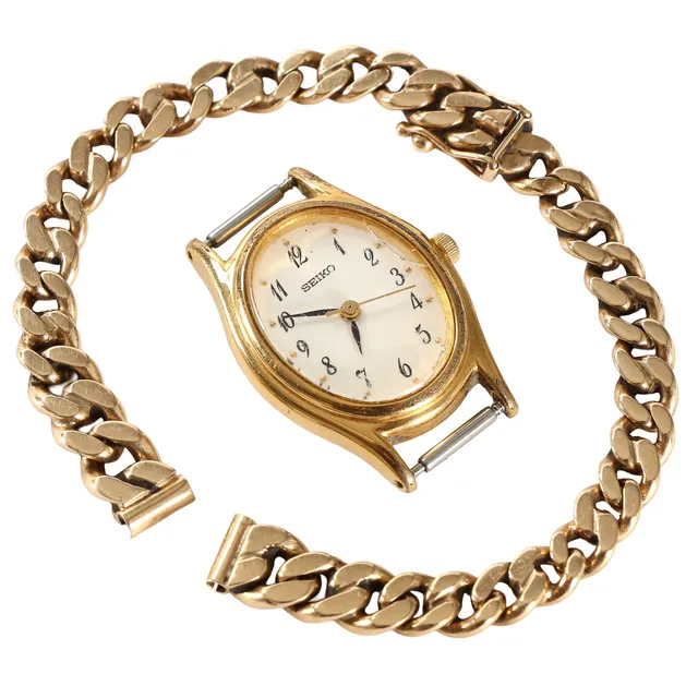 Bernhard Hertz. Armored watch bracelet made of 14 kt. gold.