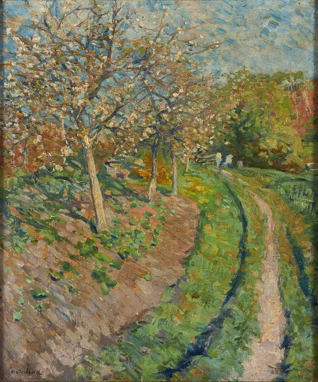 ALLAN ÖSTERLIND (Sverige, 1855-1938): Äppelblom, signerad Österlind, olja på duk.