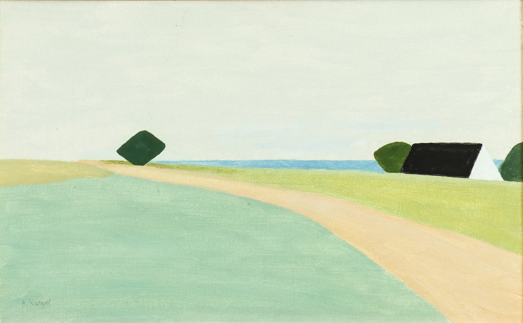 AXEL KARGEL. ´"Väg" målad år 1964 Öland, signerad, olja på pannå. — Paintings — Karlstad Hammarö Auktionsverk