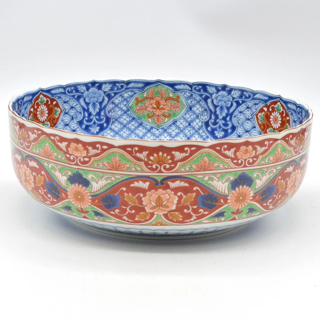 JAPANISCHE SCHALE, VOGEL UND BLUMEN, IMARI UND KANGXI STIL, PORZELLAN, JAPAN, 20. JAHRHUNDERT. — Asiatica — Kunst- und Auktionshaus Kleinhenz