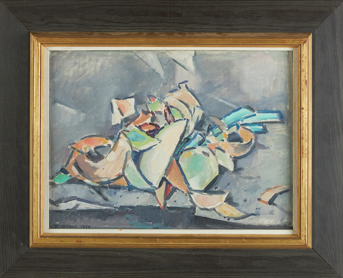 EDVIN OLLERS (1888-1959). Stilleben, olja på duk uppsatt på pannå, signerad och daterad E.Ollers -1959. — Paintings — Stockholms Auktionsverk Sickla