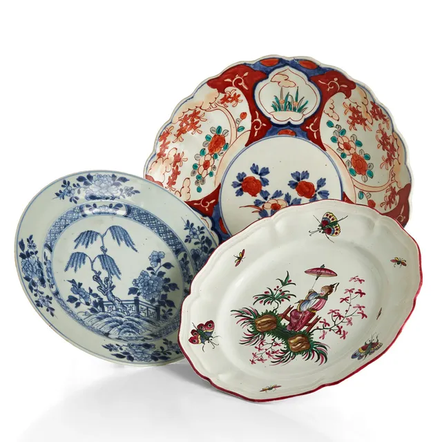 PARTI KERAMIK, porslin och fajans, Kina, Japan samt Frankrike, 17/1900-tal.