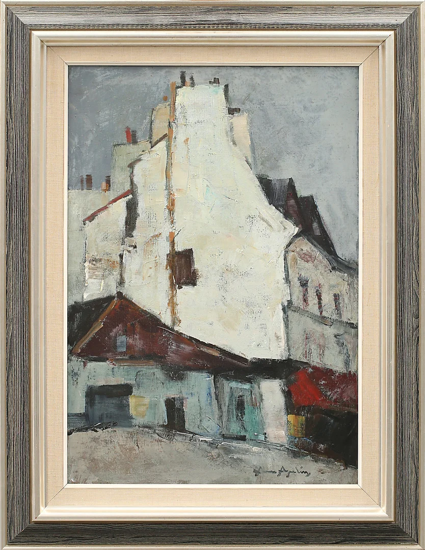 ARNE ASPELIN. Vit husgavel, olja på duk signerad Arne Aspelin. — Paintings — Garpenhus Auktioner