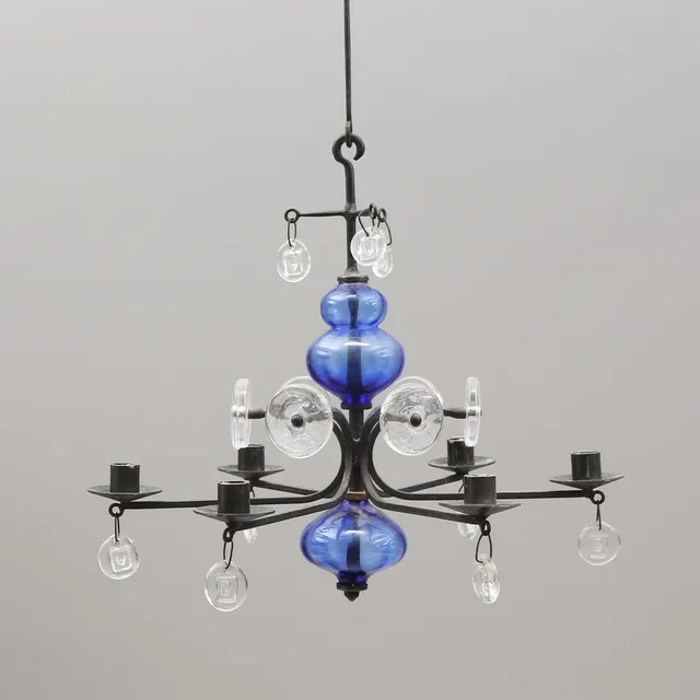 ERIK HÖGLUND. LJUSKRONA, glas/metall, Bodasmide.