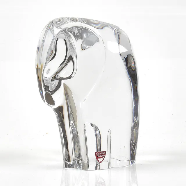 OLLE ALBERIUS. Figurin, Elefant, glas, Orrefors.