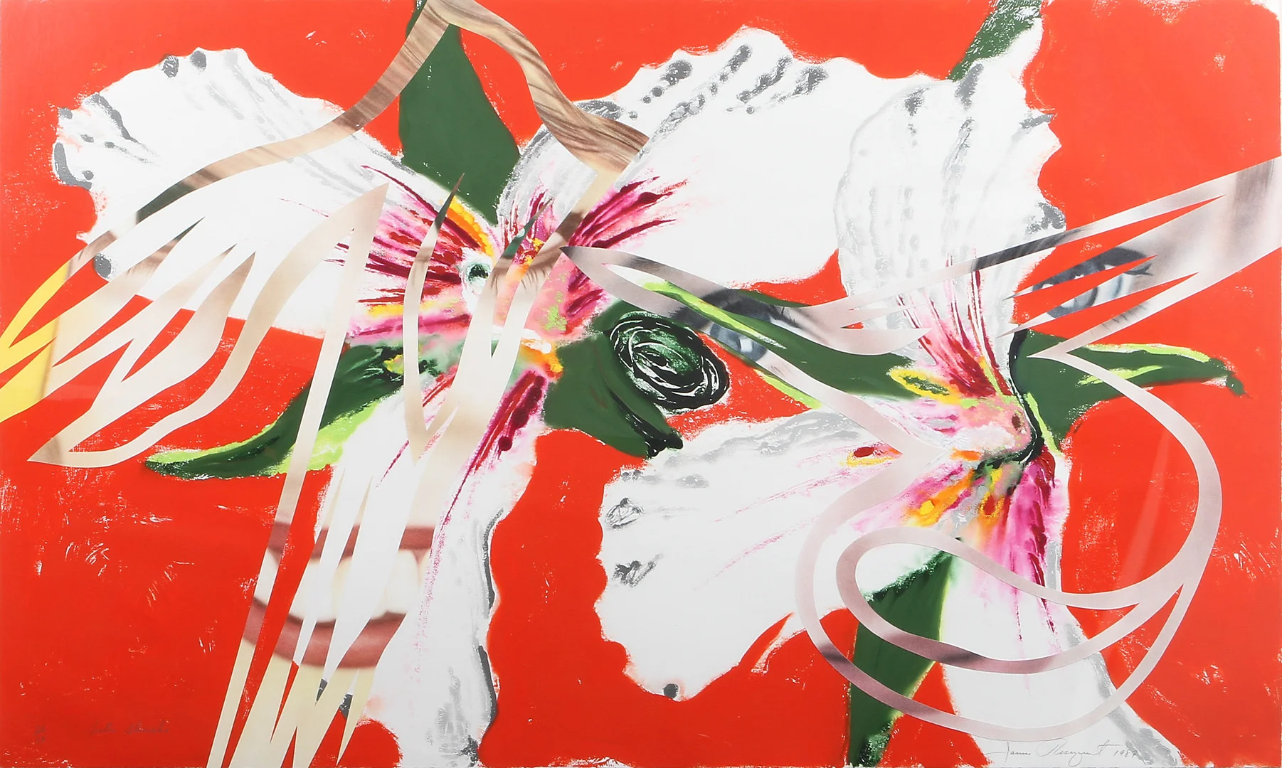 JAMES ROSENQUIST (F. 1933). "Sister Shrieks". Färglitografi och monotryck med collage. — Engravings & Prints — Göteborgs Auktionsverk