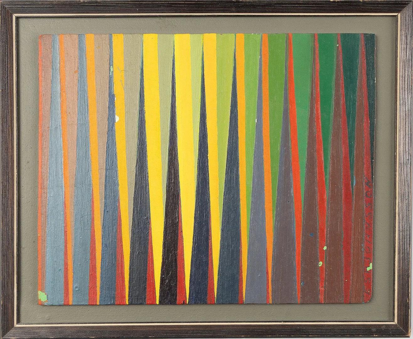 TORSTEN ESBJÖRNSSON. Komposition, olja på pannå, signerad 1977-81. — Paintings — Stockholms Auktionsverk Helsingborg