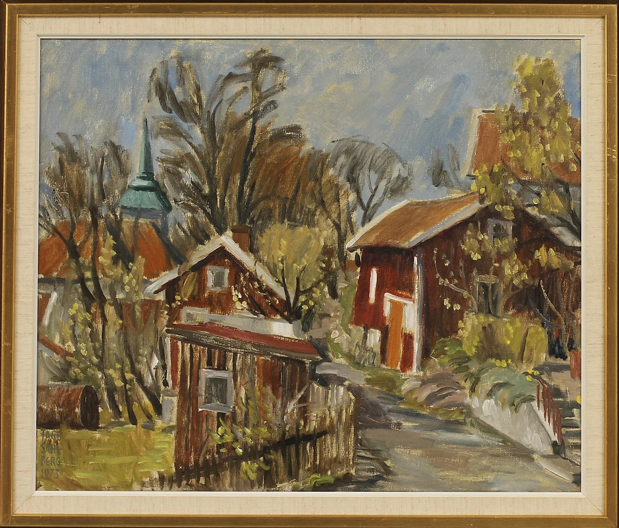 TAGE SAHLBERG. Bäckliden, Öster, Kungälv, olja på duk, signerad och daterad 1973. — Paintings — Göteborgs Auktionsverk