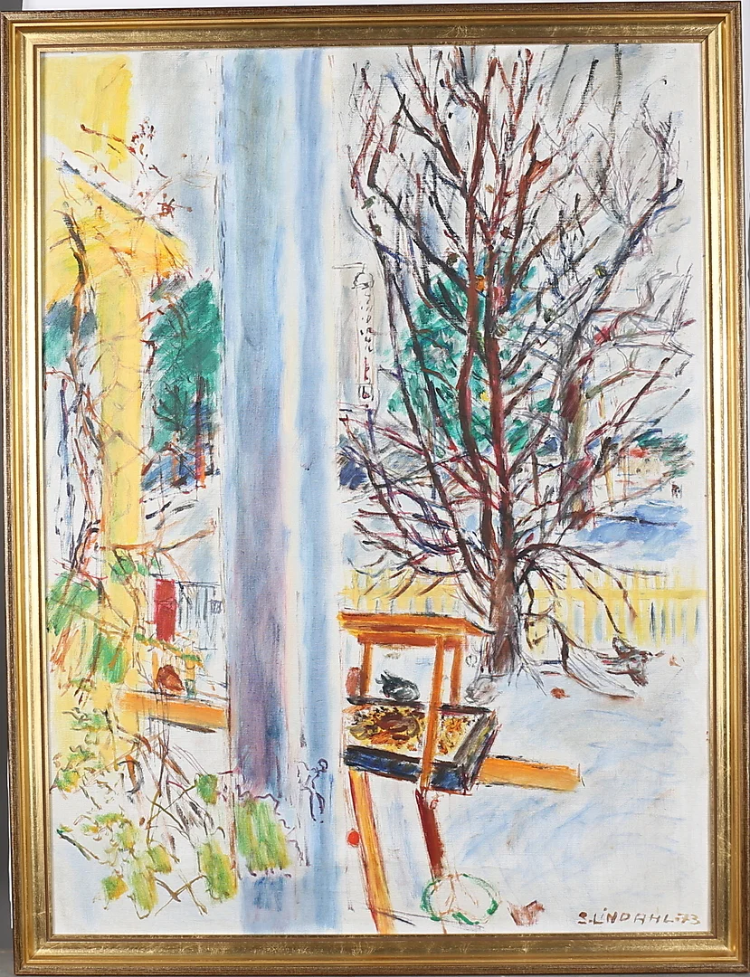 STEN LINDAHL. "Vid fönstret". Olja på duk, signerad och daterad -73. — Paintings — Auktionshuset Thelin & Johansson