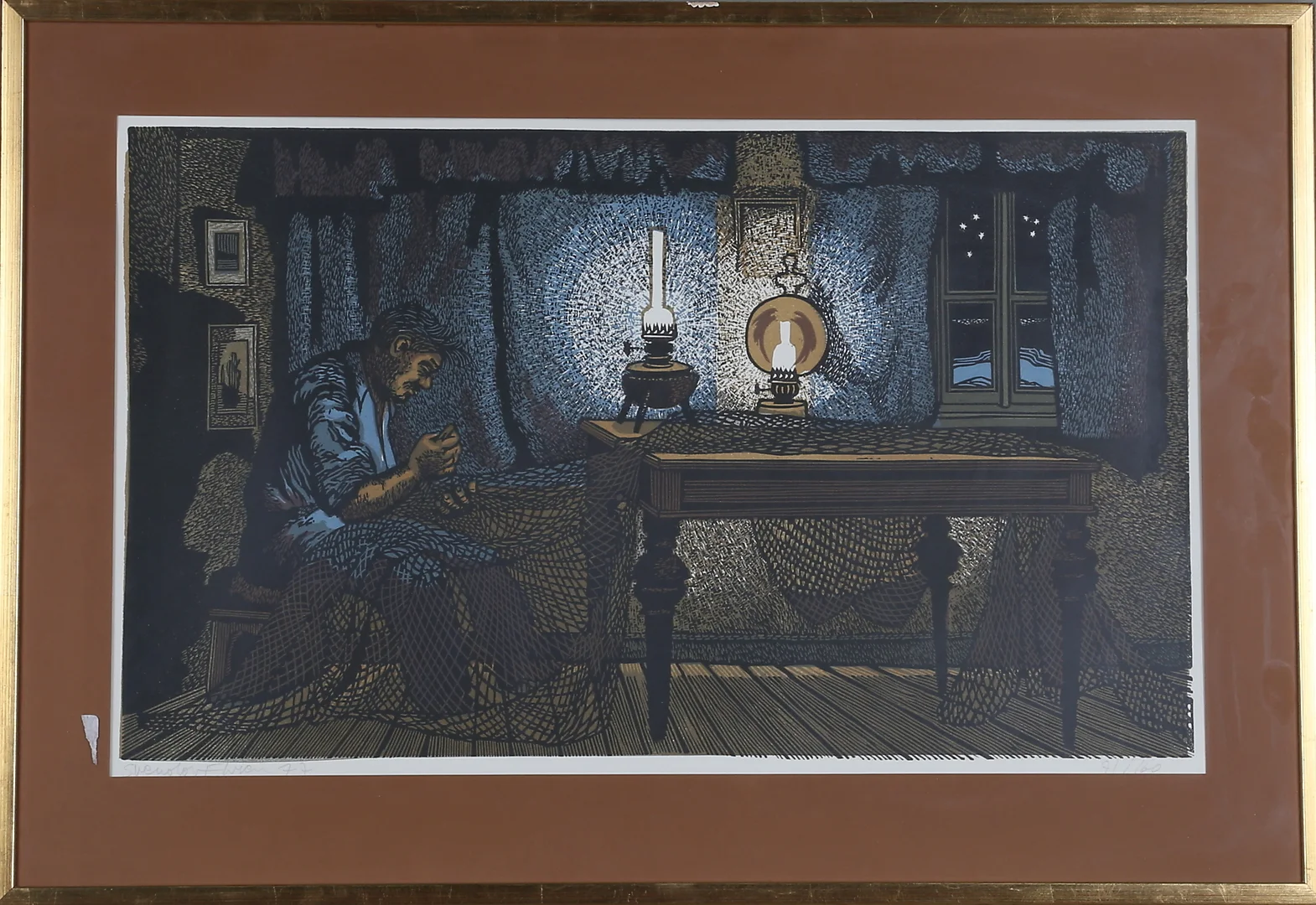 SVENOLOV EHRÉN. Färglitografi, signerad, daterad 77 samt numrerad 71/160. — Engravings & Prints — Gomér & Andersson Norrköping